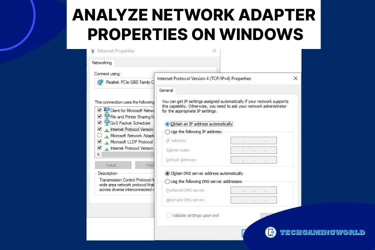 analyze network padapters properties on windows